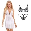 Spandex Net Babydoll Nighty Honeymoon Lingerie Combo Pack of 2.