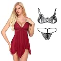 Spandex Net Babydoll Nighty Honeymoon Lingerie Combo Pack of 2.