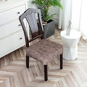 spandex universal size dining chair seat cover set of 4 seater pcs are easily washable strechable and comfortable for dining room home decor slip cover texture brown