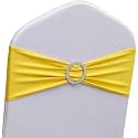 Yellow Chair Sashes 100 Pack, Spandex Yellow Chair Bands Sashes for Wedding Birthday Gender Reveal Party Decor, Chairs Ties
