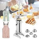 Spanish Donut Machine,Manual Churro Maker,with 1pcs Apron & 5 Molds & 4 Pairs of Gloves,Large Capacity & Compact Size,Rotating Handle Design,for Business/Family Use,3L