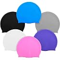 Spanker Unisex Adult Silicone Swim Cap Non-Slip Swimming Cap for Long and Short Hair (Pack of 6), Color May Vary Model- A SSTP
