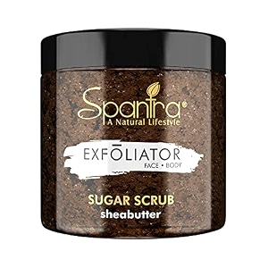 spantra sheabutter sugar scrub  face amp body scrub  tan removal  body polishing  natural essential oil enriched for moisturizing amp nourishing skin  suitable for all skin types  125gm pack of 1