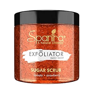 spantra tamato strawberry sugar scrub  face amp body scrub  tan removal  body polishing  natural essential oil enriched for moisturizing amp nourishing skin  suitable for all skin types  125gm pack of 1