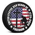 Spare Tire Cover American Flag 250 Years 1776-2026 Freedom Cross Kneeling Soldier Veteran Military Tribute Weatherproof Wheel Tire Cover Universal Fit for RV Trailer SUV Truck Camper