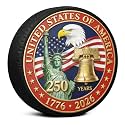 Spare Tire Cover American Flag Bald Eagle 250 Years of Freedom 1776-2026, Waterproof Heavy Duty Wheel Cover for RV Trailer Camper, Patriotic USA Outdoor Decoration