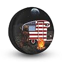 Spare Tire Cover for RV, Trailer, SUV, Off-Road Vehicle, Camper, Trucks Waterproof Sun Protection Black (Space and Bear, 15" for tire Diameter 27.55"-29.52"/70-75cm)