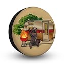 Spare Tire Cover for RV, Trailer, SUV, Off-Road Vehicle, Camper, Trucks Waterproof Sun Protection Black (Camper and Bear, 16" for tire Diameter 29.92"-31.1"/76-79cm)