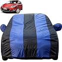 Spark Dustproof Car Cover with Mirror Pockets, Royal Blue Stripes, Taffeta Polyster,Triple Stitched, Compatible with Chevrolet Spark Car Cover (2007 to 2017), Spark Car Accessories