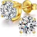 Sparkling 925 Sterling Silver Round Cut 5A+ Cubic Zirconia CZ Stud Earrings Hypoallergenic Earrings for Women/Men 4MM-8MM
