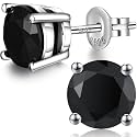 Sparkling 925 Sterling Silver Round Cut 5A+ Cubic Zirconia CZ Stud Earrings Hypoallergenic Earrings for Women/Men 4MM-8MM