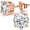 Sparkling 925 Sterling Silver Round Cut 5A+ Cubic Zirconia CZ Stud Earrings Hypoallergenic Earrings for Women/Men 4MM-8MM