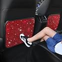 Sparkling Diamond Auto Kick Mats Back Seat Protector Cute Kick Mats Protect from Dirt Mud Seat Back Protector with Bling Crystal Rhinestone Car Interior Decor Accessories Red 2Pcs