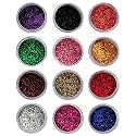 Sparkling Nail Art Glitter Powder Set 12 Pcs (Multicolor) (a10)