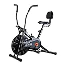 SPARNOD FITNESS SAB-05_R Air Bike Exercise Cycle for Home Gym - Dual Action for Full Body Workout - Adjustable Resistance, Height Adjustable seat with Back Rest, Black