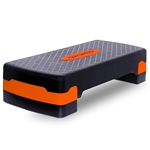 sparnod fitness sas-1000 aerobic gym stepper for exercise at home adjustable height anti-skid surface supports up to 225 kg compact amp portable ideal for cardio strength training amp pilates orange