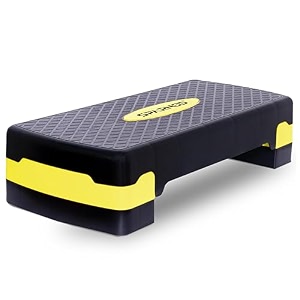 sparnod fitness sas-1000 aerobic gym stepper for exercise at home adjustable height anti-skid surface supports up to 225 kg compact amp portable ideal for cardio strength training amp pilates yellow