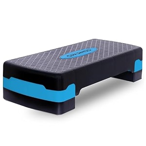 sparnod fitness sas-1000 aerobic gym stepper for exercise at home adjustable height anti-skid surface supports up to 225 kg compact amp portable ideal for cardio strength training amp pilates blue
