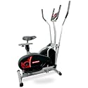 Sparnod Fitness SOB-2850 Dual Function Orbitrek Elliptical Cross Trainer & Exercise Bike with Adjustable Seat, Pulse Sensor, Manual Resistance, and Transport Wheels – 100kg Capacity