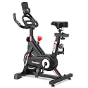 Sparnod Fitness SSB-07 Exercise Spin Bike for Home Gym, Infinite Variable Resistance, LED Console, Pulse Monitor, Emergency Brake, Adjustable Ergonomic Design, Maximum User Weight 120 kg