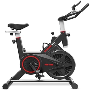 sparnod fitness ssb-09b spin bike for home workout with belt drive 9kg flywheel adjustable seat amp handlebar friction resistance lcd display tablet holder max user weight 110kg black