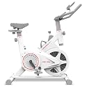 Sparnod Fitness SSB-09W Spin Bike for Home Workout with Belt Drive, 9KG Flywheel, Adjustable Seat & Handlebar, Friction Resistance, LCD Display, Tablet Holder, Max User Weight 110KG (White)