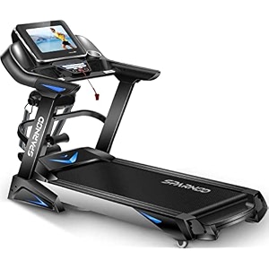 sparnod fitness sth-6000 6 hp peak automatic treadmill free installation service - foldable motorized running indoor treadmill for home use black