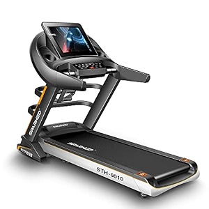 sparnod fitness sth-6010 treadmill for home use 3hp continuous 6hp peak automatic motorized - large 156 inches touchscreen display with wifi free installation service black