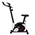 SPARNOD FITNESS SUB-52 Upright Exercise Bike for Home Gym - LCD Display, Height Adjustable Seat, Compact Design 4Kg Flywheel and Heart Rate Sensors Perfect Cardio Exercise Cycle Machine (Black/White)