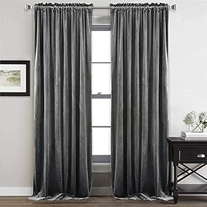 sparrow world premium suede velvet curtains for living room bedroom pack of 2 pcs onyx grey long door 9 feet