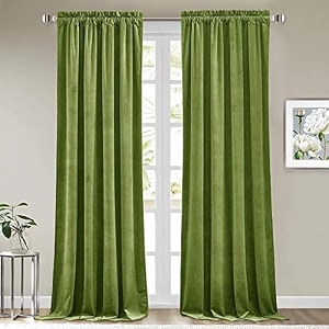 sparrow world premium suede velvet curtains for living room bedroom pack of 2 pcs olive green door 7 feet