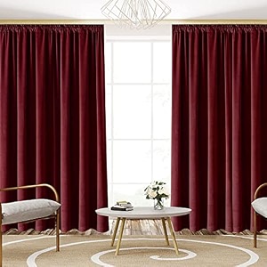 sparrow world premium suede velvet curtains for living room bedroom pack of 2 pcs sangria maroon window 5 feet