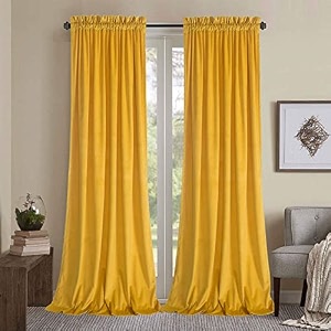 sparrow world premium suede velvet curtains for living room bedroom pack of 2 pcs yellow door 7 feet