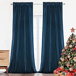 sparrow world premium suede velvet curtains for living room bedroom pack of 2 pcs navy blue long door 9 feet