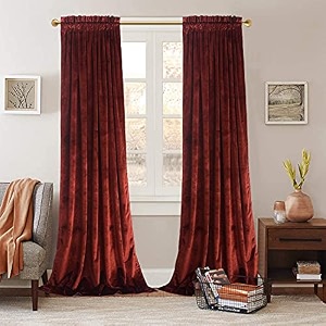 sparrow world premium suede velvet curtains for living room bedroom pack of 2 pcs rust long door 9 feet