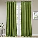 Sparrow World Premium Suede Velvet Curtains for Living Room, Bedroom Pack of 2 Pcs, Olive Green Door 7 Feet