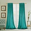 Sparrow World Premium Suede Velvet Curtains for Living Room, Bedroom Pack of 2 Pcs, Sea Green Door 7 Feet