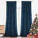 Sparrow World Premium Suede Velvet Curtains for Living Room, Bedroom Pack of 2 Pcs, Navy Blue Long Door 9 Feet