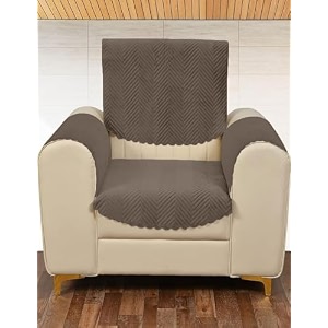 sparrow world premium quilted sofa cover set for 5 seater  3 and 2 seater slip covers  velvet panel brown zig zak 1 seaterarm