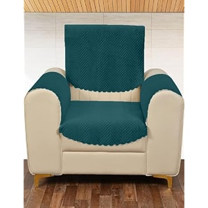 sparrow world premium quilted sofa cover set for 5 seater  3 and 2 seater slip covers  velvet panel teal green zig zak 1 seaterarm