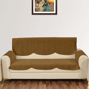 sparrow world premium quilted sofa cover set for 5 seater  3 seater and 2 seater slip covers  velvet panel gold zig zak 3 seaterarm