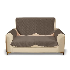 sparrow world premium quilted sofa cover set for 5 seater  3 seater and 2 seater slip covers  velvet panel brown zig zak 2 seater