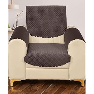 sparrow world premium quilted sofa cover set for 5 seater  3 and 2 seater slip covers  velvet panel brown diamond 1 seater arm