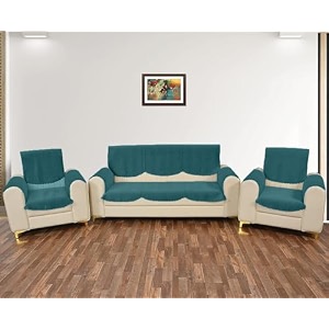 sparrow world solid color premium quilted sofa cover set for 5 seater sofa  3 seater and 2 seater sofa slip coversvelvet sofa panel teal green zig zak 5 seaterarm