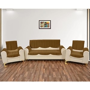 sparrow world premium quilted sofa cover set for 5 seater  3 seater and 2 seater slip covers  velvet panel gold zig zak 5 seaterarm