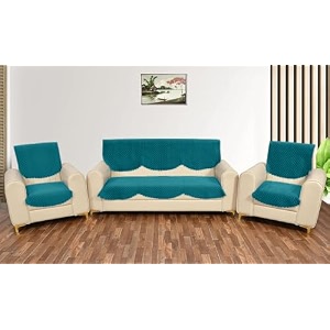 sparrow world solid color premium quilted sofa cover set for 5 seater sofa  3 seater and 2 seater sofa slip coversvelvet sofa panel diamond 5 seater