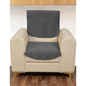 sparrow world premium quilted sofa cover set for 5 seater  3 and 2 seater slip covers  velvet panel grey zig zak 1 seater