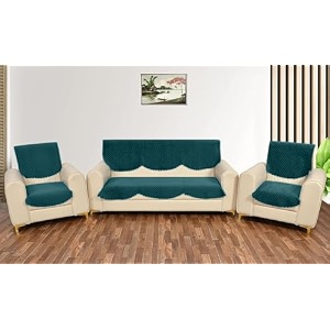 sparrow world solid color premium quilted sofa cover set for 5 seater sofa  3 seater and 2 seater sofa slip coversvelvet sofa panel diamond 5 seater