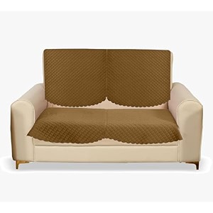 sparrow world premium quilted sofa cover set for 5 seater  3 seater and 2 seater slip covers  velvet panel gold diamond 2 seater