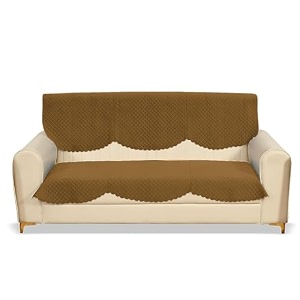 sparrow world premium quilted sofa cover set for 5 seater  3 seater and 2 seater slip covers  velvet panel gold diamond 3 seater